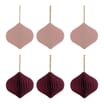 Elegance 9cm Paper Bauble 6 Pack - Burgandy & Pink