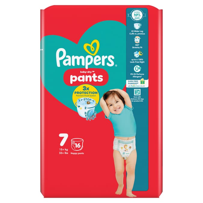Pampers Baby-Dry Nappy Pants 16's Size 7