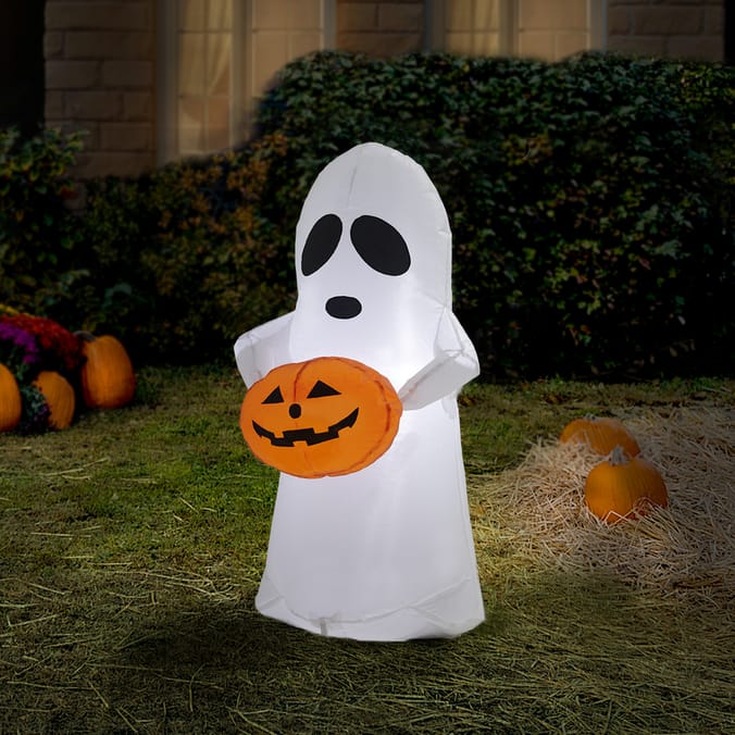 Haunted House 3ft Self Inflating Ghost With Pumpkin