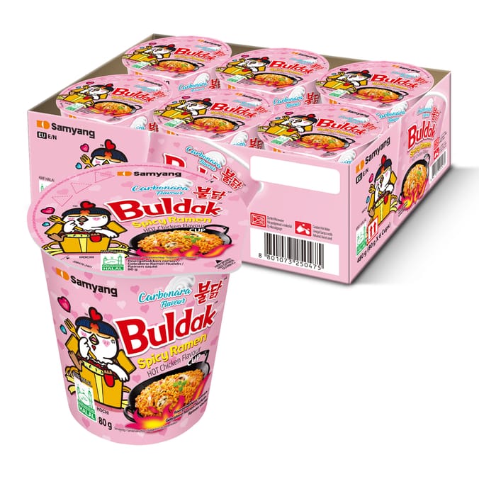 Buldak Spicy Ramen Hot Chicken Flavour Cup 80g - Carbonara x6