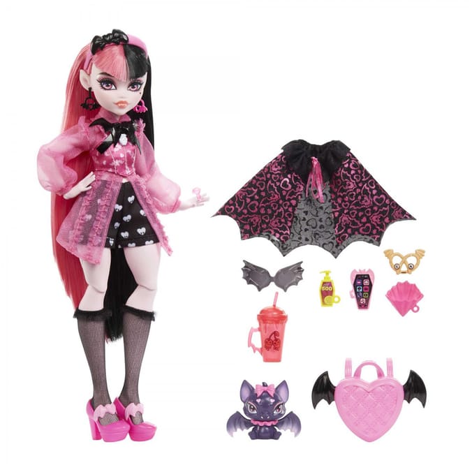 Monster High Doll with Pet Accessories Draculaura Home Bargains