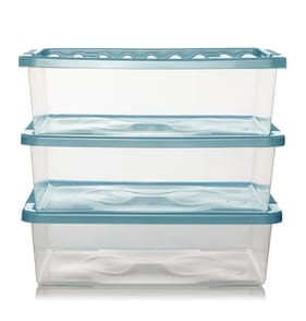 Home Collections 32 Litre Under Bed Storage Boxes x3 - Blue