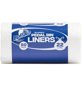 Buffalo Tie Handle Pedal Bin Liners 22l 50 Pack