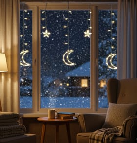  Prestige Mains Operated LED Moon Curtain Lights - Warm White