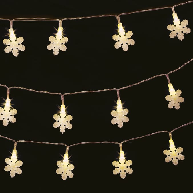 40 LED Snowflake Lights - Warm White