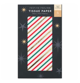 Festive Feeling Tissue Paper 6 Pack - Festive Stripes  
