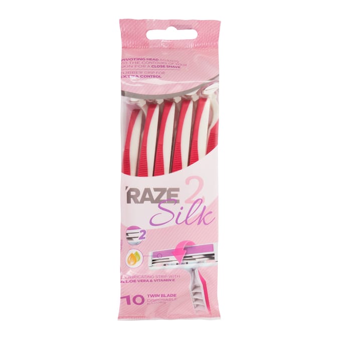 Raze 2 Silk Twin Blade Disposable Razors 10 Pack