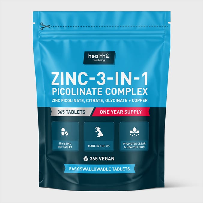 Health & Wellbeing Zinc 3in1 Picolinate Complex Tablets -  One Year Supply 365 Tablets