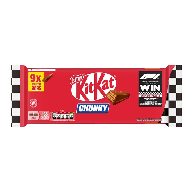 KitKat F1 Chunky Snacksize Milk Chocolate Bar 9 Pack Multipack 288g