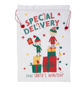 Sleigh Bells Large Canvas Novelty Christmas Sack - Special Delivery