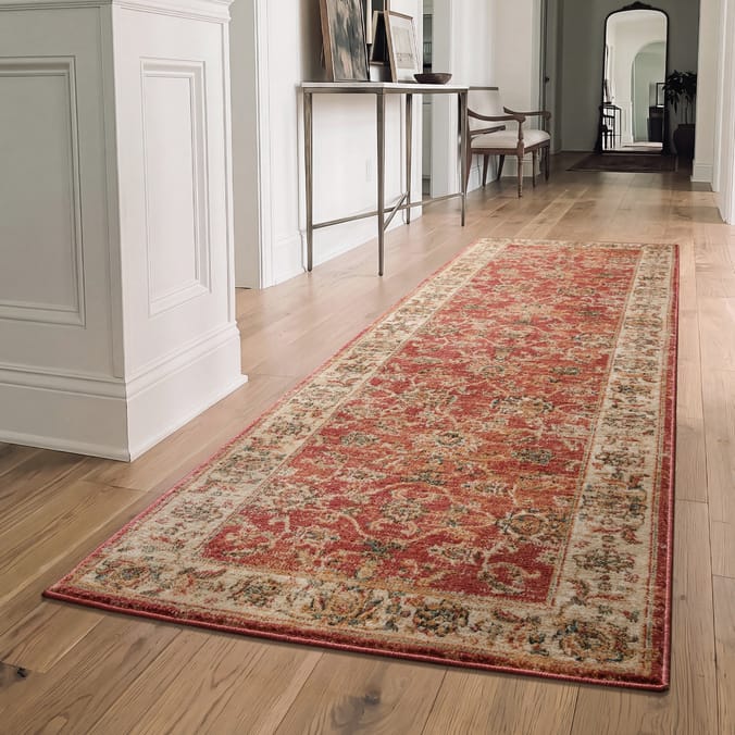 Asiatic Raja Border Runner RA06 - Red/Cream