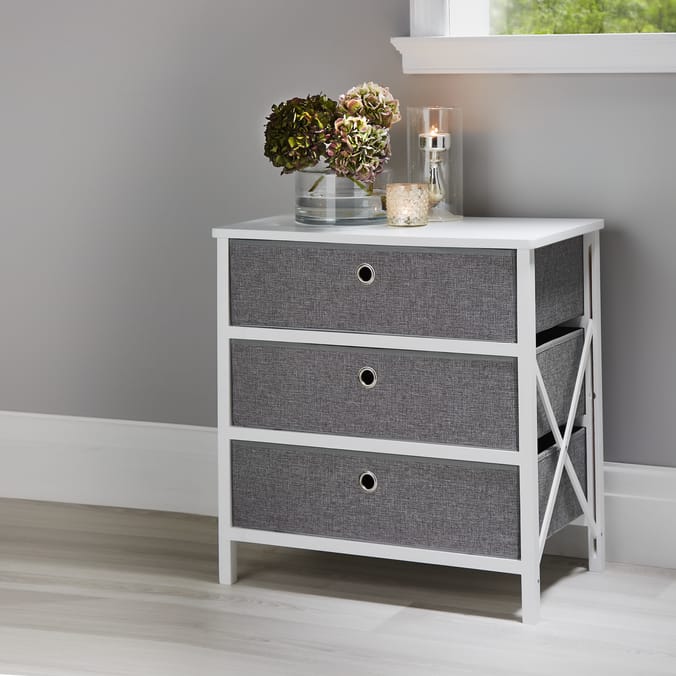 Folding Grey & White 3 Drawer Storage