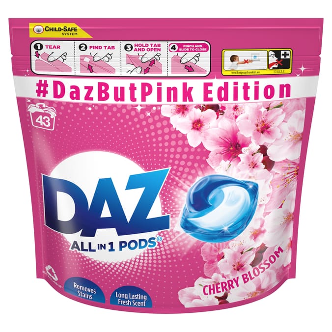 DAZ All-in-1 Pods Washing Liquid Capsules 43 Washes Cherry Blossom