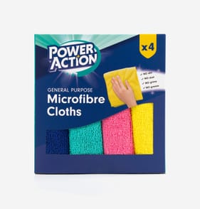 Power Action General Purpose Microfibre Cloth 4 Pack