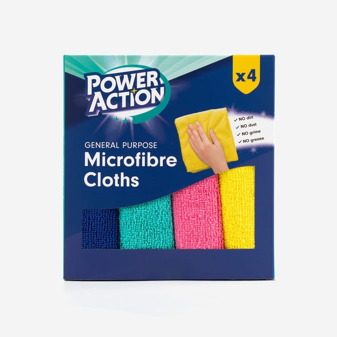 Power Action General Purpose Microfibre Cloth 4 Pack