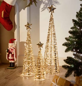 Prestige Mains Operated LED Light-Up Trees Set of 3 - Gold