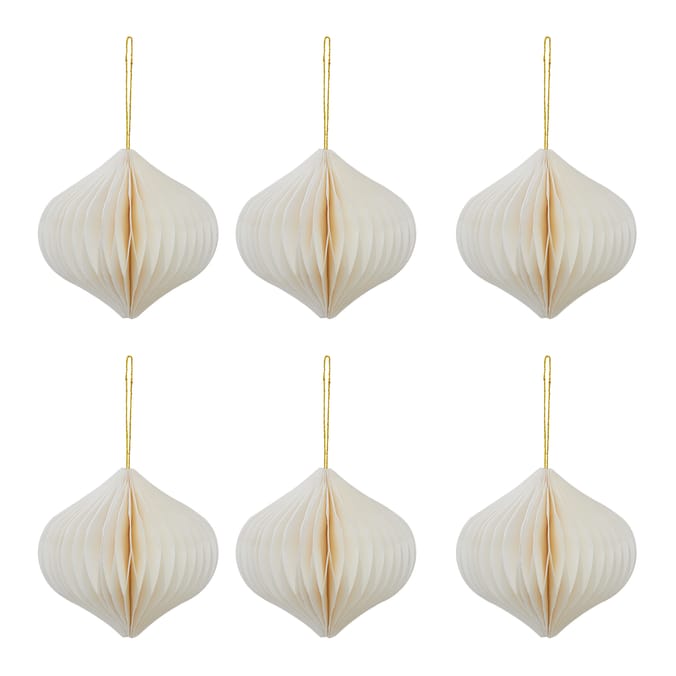Nordic Spirit 9cm Paper Bauble 6 Pack - Cream