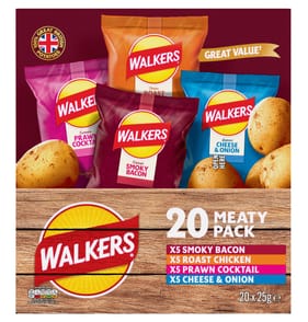 Walkers Meaty Variety Multipack Crisps Box 20 Pack x 25g