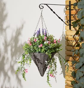 Jardin Artificial Rose Cone Basket - Pink