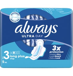 Always Ultra Day Long Plus Sanitary Towels With Wings 9 Pads