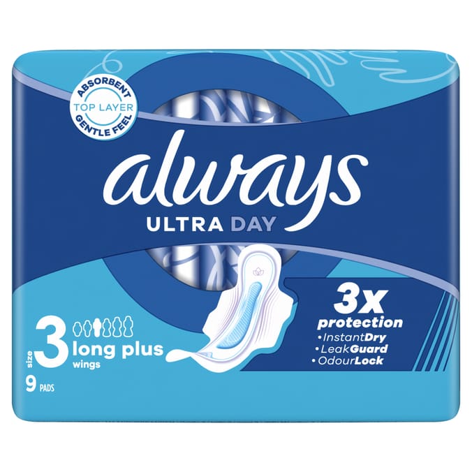 Always Ultra Day Long Plus Sanitary Towels With Wings 9 Pads