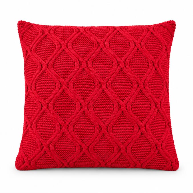 Festive Feeling Chenille Knit Cushion 55cm - Red