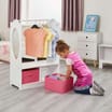 Liberty House Toys White Wooden Dress Up Unit with Two Pink Storage Boxes