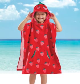 Hello Summer Kids Strawberry Hooded Towel Poncho