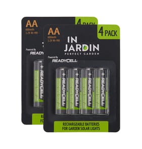 Jardin Readycell Rechargeable AA Batteries For Solar Lights 4 Pack x2