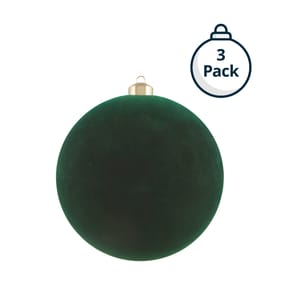 Winter Charm 15cm Flocked Christmas Baubles 3 Pack - Green