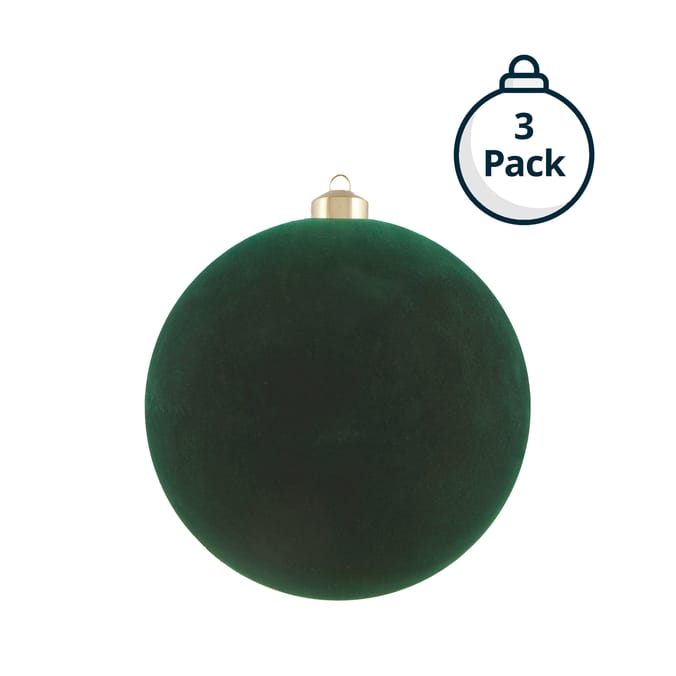 Winter Charm 15cm Flocked Christmas Baubles 3 Pack