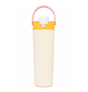 Kitchen Stainless Steel Bottle 900ml - Cream With Yellow Lid