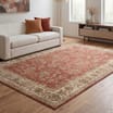 Asiatic Raja Border Runner RA06 - Red/Cream