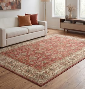 Asiatic Raja Border Runner RA06 - Red/Cream