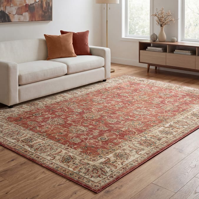 Asiatic Raja Border Runner RA06 - Red/Cream