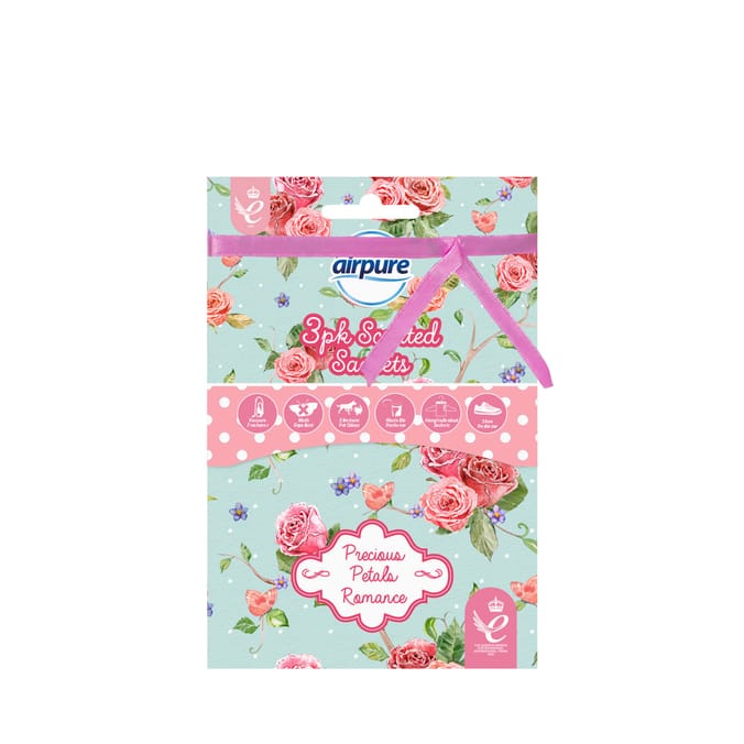 Air Pure Scented Sachet 3 Pack - Precious Petals Romance