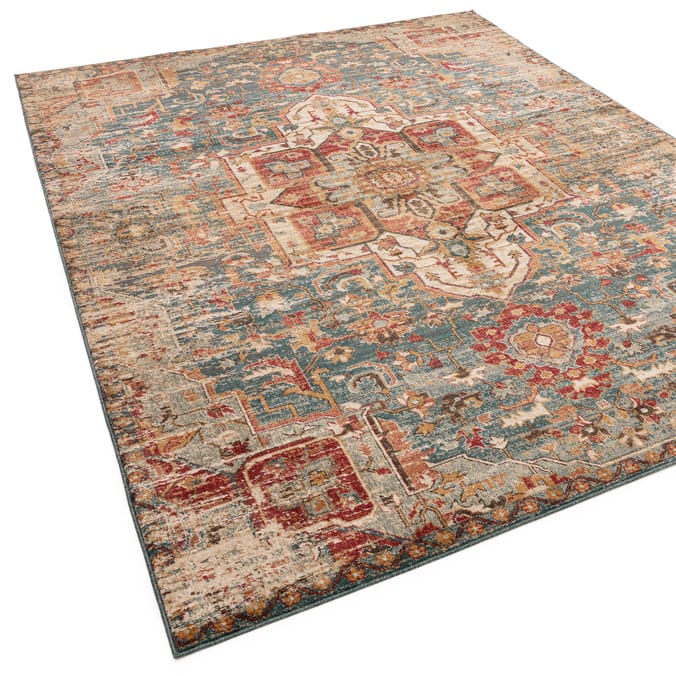 Asiatic Raja Medallion Runner  RA09 -Teal/Multi
