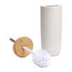 Bath Bamboo Lid Toilet Brush & Ceramic Holder