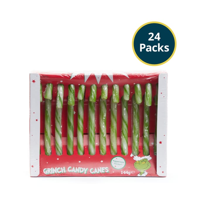 Merry Grinchmas Grinch Candy Canes 12 Pack 144g x24 Home Bargains