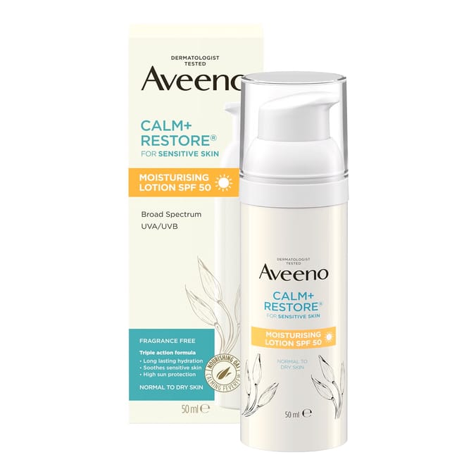 Aveeno Calm & Restore Moisturising Lotion SPF 30 Sheer Tint 50ml