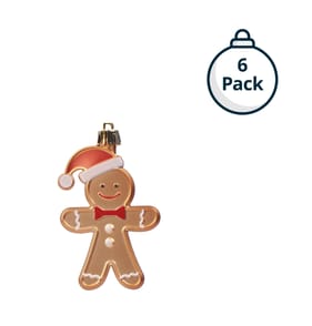 Sleigh Bells Christmas Tree Decoration 6 Pack - Gingerbread