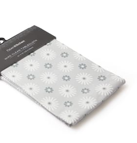 Open Kitchen Wipe Clean Tablecloth - Grey with White Flowers
