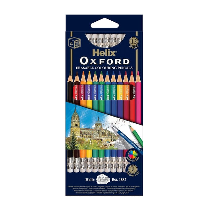 Helix Oxford Erasable Colouring Pencils 12 Pack