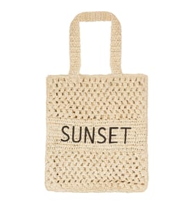 Crochet Slogan Beach Bag - Beige