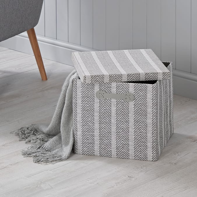 Home Collections Foldable Fabric Storage Box Chevron Grey Home