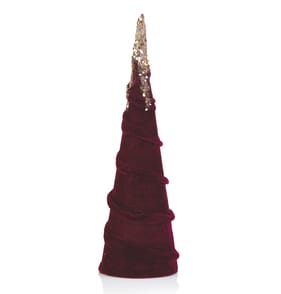 Elegance Velvet Glitter Cone - Burgundy