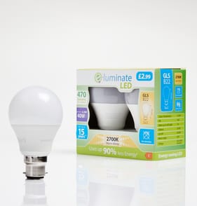 E-Luminate LED GLS B22 Warm White Light Bulb 2 Pack - 470 Lumens