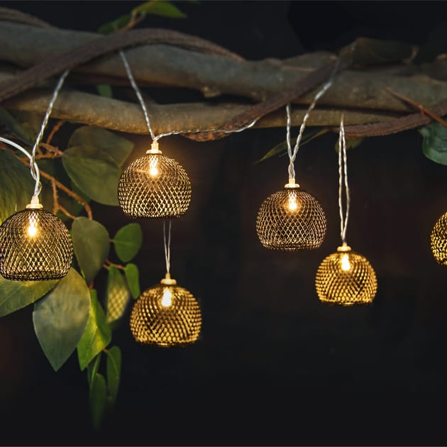 The Outdoor Living Collection 10 Metal Cage Solar Lights Home Bargains