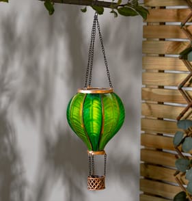 Firefly Solar Light Co Hanging Hot Air Balloon Solar Light - Green
