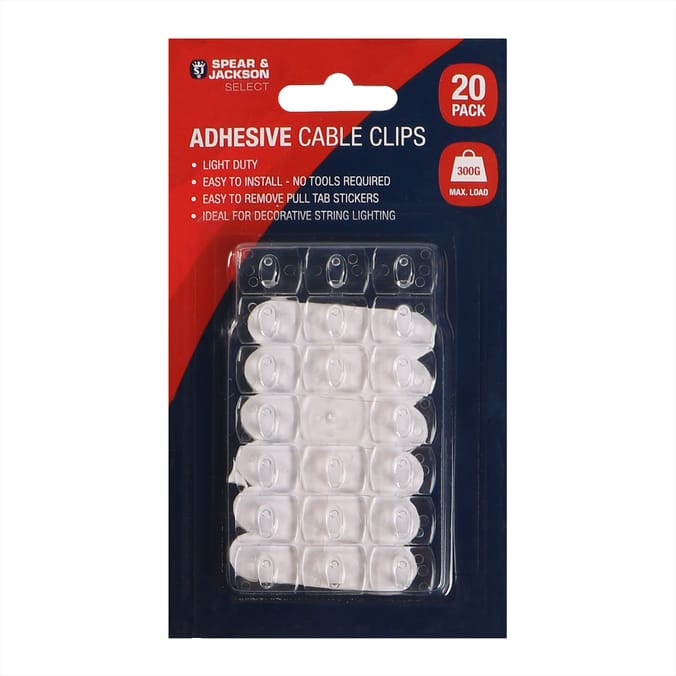 Spear & Jackson Adhesive Cable Clips 20 Pack